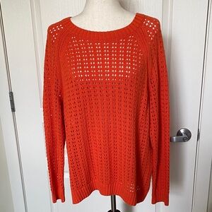 Talbots Bright Orange Crew Neck Sweater, Size XLP NWT